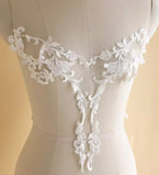 2 Pairs Ivory Bridal Lace Applique Floral Embroidery Wedding Dress Motif Patch (4 Pieces)