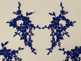 Craftuneed Bundle 6pcs royal blue sew on lace applique embroidered floral lace motif patch