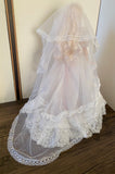 Craftuneed 1:6 Scale Miniature Victorian Style Doll Wedding Dress with Veil and Purse Vintage Ivory Lace Bridal Gown for Fashion Doll