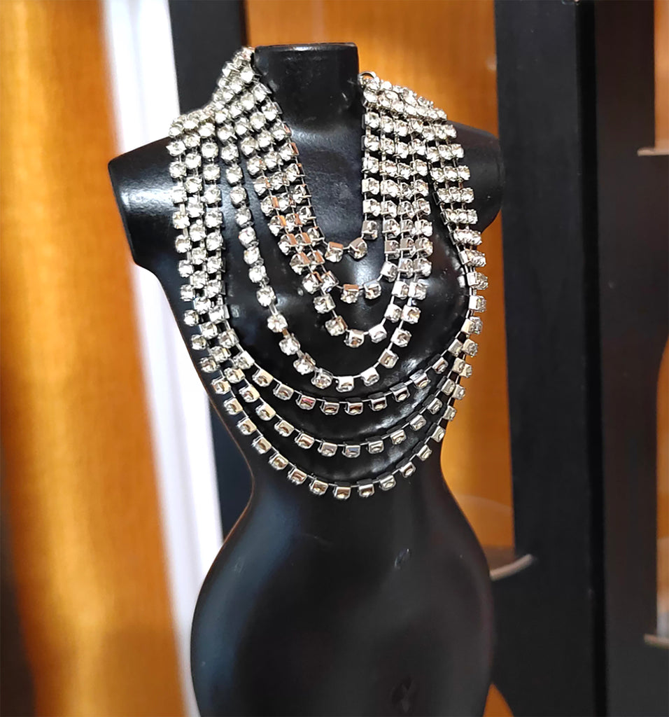1:6 Scale Doll Rhinestone Necklace or Earrings Miniature Jewellery Accessories Handmade