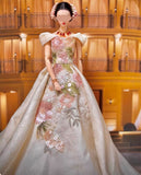 Handmade 1:6 Scale Doll Evening Gown Miniature Floral Sequin Dress For Fashion Doll