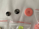 Job lot 62pcs pink dark grey gold circle sew on button plastic round button