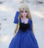 Craftuneed Victorian Style Royal Blue Ball Gown Princess Doll Dress with Hair Accessories for 1/6, 1/4, 1/3 Scale Fashion Dolls BJD