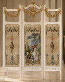 1:6 Scale Dollhouse Folding Screen Handmade Miniature Rococo Room Divider Display