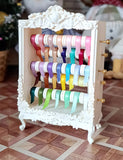 Craftuneed 1:6 Scale Miniature Ribbon Thread Rack Dollhouse Victorian Style Spool Organizer Sewing Room Furniture Prop Display