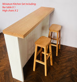 1:6 Scale Dollhouse Miniature Wooden Kitchen Sink Cabinet Bar Table Chairs Furniture