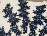 Craftuneed Bundle 6pcs navy sew on lace applique embroidered floral tulle lace motif patch