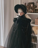 Craftuneed Halloween Gothic Black Witch Cape for BJD Cloak Outfit with Bonnet Fits For 1/4 1/3 Dolls Available in Ivory