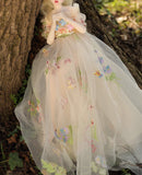 HandHandmade Floral Tulle Doll Dress Miniature Fairy Garden Ball Gown For 1/4 1/3 Scale