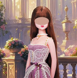 Handmade 1:6 Scale Doll Lace Dress with Necklace Miniature Victorian Style Gown Lilac