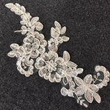 Ivory Floral Lace Applique 3 Pairs, Bridal Lace Motif Wedding Dress Embroidered Patch