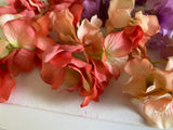 Craftuneed Bundle 21 bunches fabric floral petals sew on glue on hydrangeas flower petals pink red lilac purple