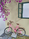 Craftuneed 1:6 scale Doll Photo Backdrop Scene Setup Miniature Dollhouse Outdoor Wall with Window Flowers and Bicycle Props For Fashion Dolls