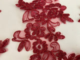 Craftuneed Bundle 6pcs wine colour floral lace applique Embroidered tulle lace motif patch