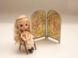 Miniature Folding Screen DIY Kit – 1/12, 1/8, 1/6 Scale Dollhouse Stained Glass Effect Room Divider (Unfinished)