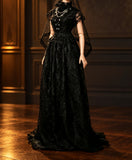 Handmade Gothic Doll Dress with Veil Black Lace Victorian Bridal Gown 1/6 1/4 1/3 Scale
