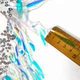 Iridescent Fringe Sequin Mesh Trim – Gradient Blue Laser Net Fabric, 20cm Wide, 6 Meters