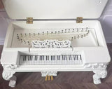 Craftuneed 1:12 Scale Miniature Victorian Style Grand Rectangular Piano &amp; Seat Set Dollhouse Classic Music Room furniture Available in Brown or White