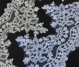 Ivory or White Floral Lace Trim Embroidered Border Edging, Bridal Sewing DIY (10 Yards)