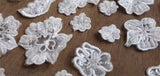 Ivory Floral Lace Applique Bundle Beaded, Sequin Bridal Embroidered Flower Patches