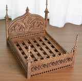 DIY Gothic Dollhouse Bed Frame Bedding Kit Miniature Furniture Unassembled 1/6 1/12 Scale