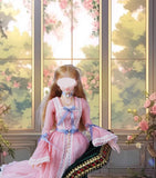 Handmade 1:6 Scale Victorian Style Doll Dress with Necklace – Custom Miniature Fashion Outfit