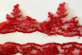 Red Embroidered Lace Trim 2.5 Meters Sew On Floral Lace Trimming For Dress DIY Craftuneed