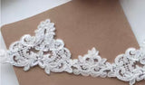 6 Yards Ivory Sequined Bridal Lace Trim Sequins Lace Edge for Wedding Dress Veil
