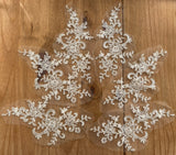 6pcs Ivory Floral Lace Appliques Bridal Wedding Embroidered Flower Lace Motifs