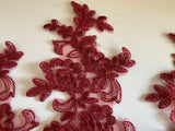 4Pcs Wine Lace Appliques, Floral Embroidered Lace Motifs, Sew On Lace Patch for Sewing