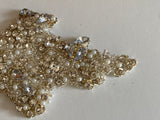 Craftuneed Handmade Rhinestone Faux Pearl Applique Bridal Sash Embellishment Motif Sew On Patch for Dress Craft Projects