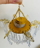 Handmade Miniature Faux Crystal Chandelier Light 1:6 Scale Dollhouse Hanging Ceiling Lamp