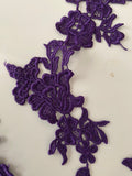 Craftuneed Bundle lot 6pcs purple sew on lace applique embroidered floral lace motif patch