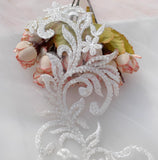 Ivory Beaded Floral Lace Applique: Bridal Embroidery Motif Patch Luxury (4 Pairs)