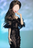 Handmade Black Mermaid Doll Evening Dress with Sleeves For 1/6 1/4 1/3 Scale
