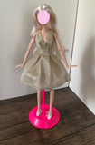 1:6 miniature doll champagne evening dress mini dollhouse V-Neck ball gown dress