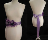 Handmade Purple Lilac Bridal Beaded Sash Belt – Chiffon Flower Wedding Dress Belt