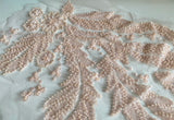 Craftuneed Bundle 2Pcs Luxury Light Blush Pink Sequin Lace Applique Beaded Floral Embroidered Patch for Dressmaking, Bridal, Dancewear