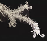 Ivory Peacock Lace Applique Pair Large Sequins Embroidered Motif For Costume Sewing DIY