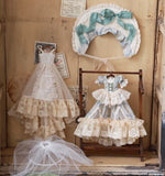 Craftuneed Victorian Rococo Doll Dress Set for BJD Includes Lace Grown, Underskirt, Petticoat and Hat Fits 1/6 OB24 1/4 1/3 Dolls