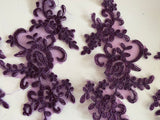 Craftuneed Bundle 5pcs Purple Floral Lace Applique Embroidered Lace Motif Patch For Sewing Craft