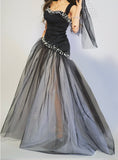 Handmade Doll Evening Gown & Hat Miniature Black Couture Dress 1/4 1/3 Scale