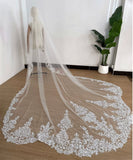 Royal Length Lace Wedding Veil 3.8m Mantilla-Style Cathedral Bridal Veil White
