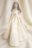 1:6 Scale Miniature Wedding Veil and Crown Set Handmade Doll Bridal Accessories