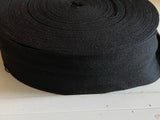 35 Metres Black Cotton Linen Blend Ribbon | 5cm Wide | Plain Fabric Trim | Sewing & Craft