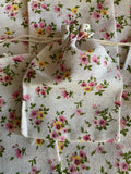 Craftuneed Bundle 10pcs Retro Floral Print Drawstring Gift Bags Natural Linen Pouch Bag