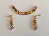 Craftuneed Luxury 1:6 miniature colourful faux diamonds doll necklace earrings Handmade dollhouse jewellery set