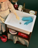1:6 Scale Dollhouse Sink Cabinet Handmade Miniature Wooden Kitchen Bathroom Storage