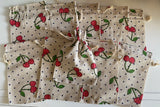 Craftuneed Bundle 10pcs Cherry and Polka Dot Print Drawstring Gift Bags Natural Linen Pouch Bag