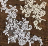 5 Pairs Ivory or White Floral Lace Applique Bridal Embroidered Wedding Motif Patch